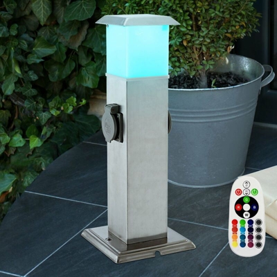 Etc-shop - RGB LED 2 piega colonna dosi spina inossidabile terrazze giardino lampada dimmable terra remota