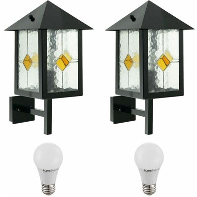 Etc-shop - Set di 2 7 watt lampada facciate della parete esterna a LED Lampada Tiffany Balcony House