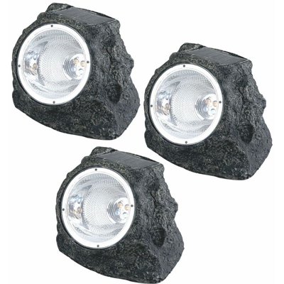 Etc-shop - Set di 3 lampade solari del giardino del LED Auto ricarica esterna light design pietra Globo solare