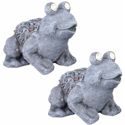 Etc-shop - Set di 2 LED lampada solare stand esterno animale rana figura trama decorazione grigia precio