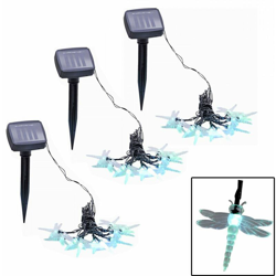 Etc-shop - Set di 3 Catene a luci LED solari Dragonflies Cambiare colore Lampade Terrazze Exterior Garden Lighting características