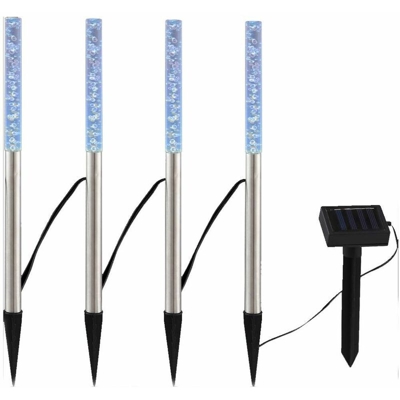 Set di 4 luci a spina LED Colore che cambia design colorato Luci per lampade in vetro acciaio inox IP44 - GLOBO