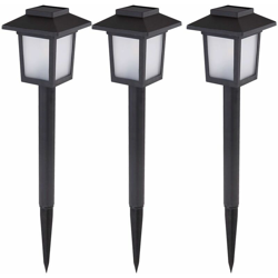 3x LED solari plug-in luci giardino percorso retro effetto fuoco lanterne da esterno nere Globo 33577-3 en oferta