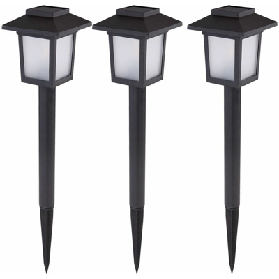 3x LED solari plug-in luci giardino percorso retro effetto fuoco lanterne da esterno nere Globo 33577-3