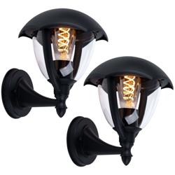 Etc-shop - Set di 2 applique illuminazione di facciate porta lampade ALU lanterna esterna lampade in vetro nero características