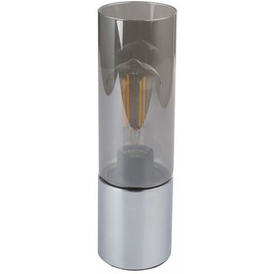 Etc-shop - Lampada da tavolo retrò soggiorno cromato FILAMENT lampada touch in vetro fumé in set con lampada a LED