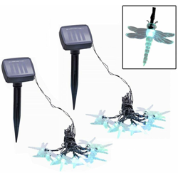 Set di 2 LED RGB all'aperto luci solari catene libellula di illuminazione colorato giardino cambiamento di colore - ETC-SHOP en oferta