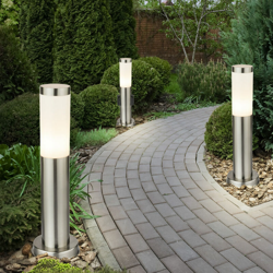 Set di 3 lampade da terra prese di illuminazione per esterni in acciaio inox Luci stand riflettori IP44 E27 - ETC-SHOP en oferta