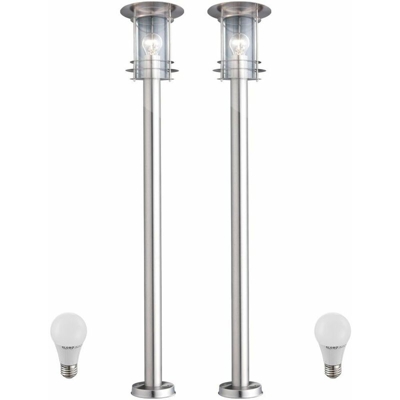 Set di 2 7 Watt LED outdoor lampade da pavimento Lampade di illuminazione in acciaio inox IP44 - ETC-SHOP