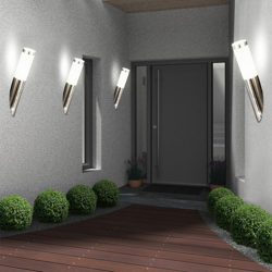 Etc-shop - Set di 4 Lampade da parete a LED in acciaio inox design Lampade da esterno Faretti Illuminazione opale IP44 características