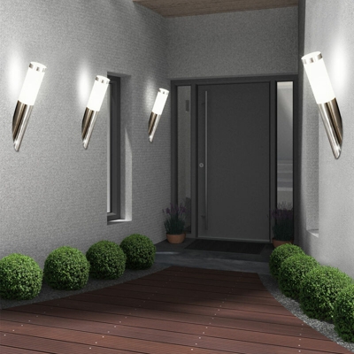 Etc-shop - Set di 4 Lampade da parete a LED in acciaio inox design Lampade da esterno Faretti Illuminazione opale IP44