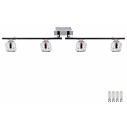 Luce di soffitto luce di vetro girevole su rotaia illuminazione cromo nel set, tra cui lampade a LED - ETC-SHOP en oferta