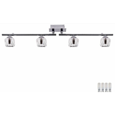 Luce di soffitto luce di vetro girevole su rotaia illuminazione cromo nel set, tra cui lampade a LED - ETC-SHOP