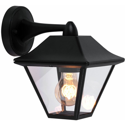 Lampada da parete facciate illuminazione esterna ALU lanterna da giardino nera in un set con illuminazione a LED - ETC-SHOP
