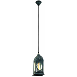 Plafoniera vintage pendolo luce patina verde soggiorno corridoio lanterna appesa vetro lampada Eglo 49211 precio