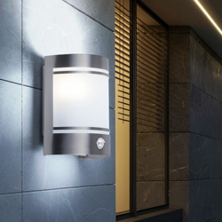 Harms - Sensore per applique da parete per esterni in acciaio inox vetro 1 fiamma terrazza E27 Hilight 103099 en oferta