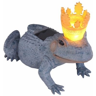 Lampada da esterno a LED solare rana re decorazione da giardino lampada da comodino grigio oro Globo 33087
