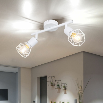 Etc-shop - Faretto a soffitto retrò lampada a gabbia punti orientabile soggiorno lampada da pranzo bianco in un set incl. Illuminante a LED