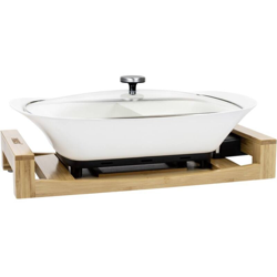 Smartwares - Pentola multifunzionale Brat Party Snack Pan Bamboo Ceramic White Electric Wok 01.163030.01.001 precio