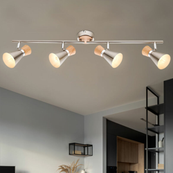 Etc-shop - fascio di luce a soffitto faretti soggiorno riflettori in legno regolabili incluso nel set. lampade a LED precio
