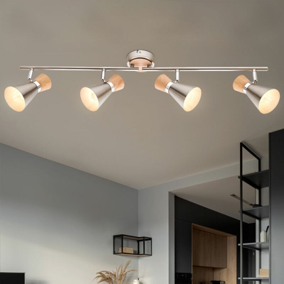 Etc-shop - fascio di luce a soffitto faretti soggiorno riflettori in legno regolabili incluso nel set. lampade a LED