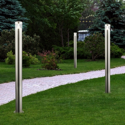 Etc-shop - 3x LED per esterni in piedi lampada da terra in acciaio inox lampada da giardino base faretto argento