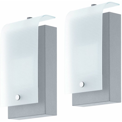 Etc-shop - Set di 2 LED Lampade da parete per esterni Facciate Casa Illuminazione di casa Faretti in vetro per giardino Infissi galvanizzati