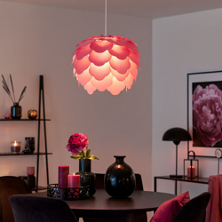 Etc-shop - Foglie Lampada a sospensione Living Camera da letto Fiori Lampada a soffitto viola in set con lampadine a LED características