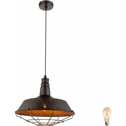 Etc-shop - Lampada a sospensione luce di soffitto di colore rame metallo gabbia nera nel set tra cui lampade a LED características
