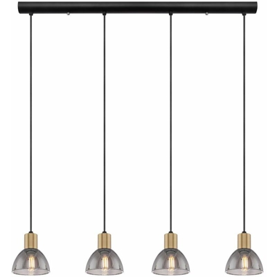 Etc-shop - Lampada da soffitto con telecomando lampada a sospensione a sospensione dimmerabile vetro nero fumo in un set con illuminazione a LED RGB