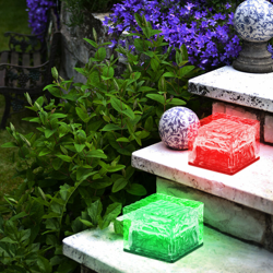 Etc-shop - Set di 2 LED RGB solare luci cambiano colore cubetti di ghiaccio in vetro ghiacciato illuminazione esterna en oferta