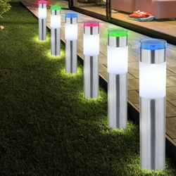 Set di 3 lampade solari plug-in LED RGB, illuminazione da giardino, picchetto da esterno, luci in acciaio inossidabile Globo 33575-3 en oferta