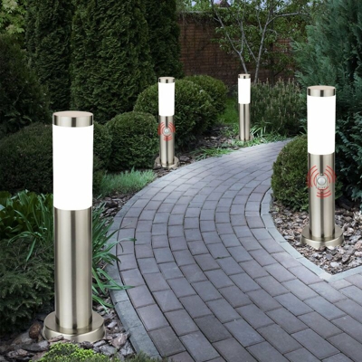 Etc-shop - Set di 4 lampade da terra in acciaio inox per esterno Rilevatore di movimento IP44 in un set comprensivo di lampade a LED