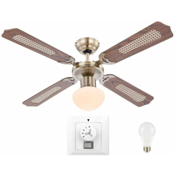 Etc-shop - Lampada della ventola del ventilatore della lampada del ventilatore del soffitto nel set compreso interruttore a muro e lampadine LED SMD precio