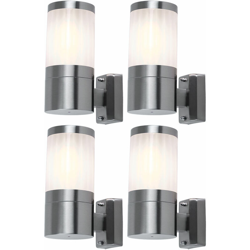 Etc-shop - Set di 4 faretti murali da esterno in acciaio inox per illuminazione da esterni con set di lampadine a LED características