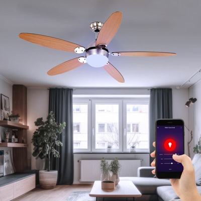 Etc-shop - Ventilatore da soffitto per casa intelligente Alexa Google App dimmerabile in un set con illuminante a LED RGB
