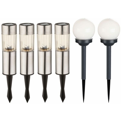Etc-shop - 6x LED Lampade a sfera in acciaio inox Luci a sfera Illuminazione SOLAR Faretti da esterno Faretti Decorazione