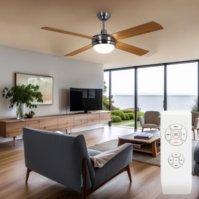 Etc-shop - Ventilatore da soffitto TELECOMANDO Lampada anticalcare TIMER argento 132 cm in un set con illuminazione a LED