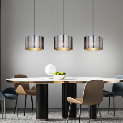 Etc-shop - Lampada da soffitto a pendolo soggiorno lampada a sospensione argento metallizzato rotondo in un set che include lampadine a LED