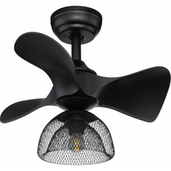 Globo - Ventilatore da soffitto griglia luminosa design telecomando ventilatore ritorno avanti nero radiatore lampada 03560 en oferta