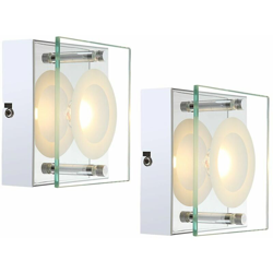 Etc-shop - Set di 2 di design applique illuminazione a LED lampade a risparmio energetico di luce in vetro trasparente di cromo EEK A + precio