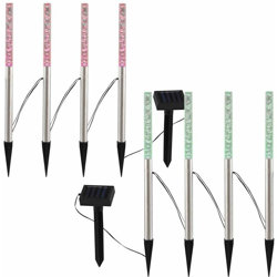 Etc-shop - Area esterna della lampada solare dell'acciaio inossidabile del commutatore di colore della luce del giardino della spina di 8x LED precio