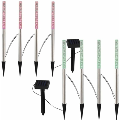 Etc-shop - Area esterna della lampada solare dell'acciaio inossidabile del commutatore di colore della luce del giardino della spina di 8x LED