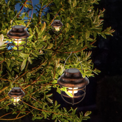 Etc-shop - Set di 4 lanterne a LED a sospensione solare design a griglia illuminazione esterna giardino lampade a sospensione terrazza características