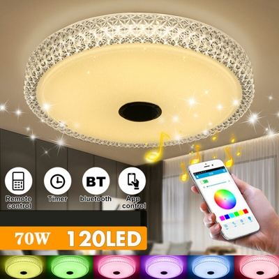 Augienb - Lampada da soffitto in acrilico a LED da 70W Lampada dimmerabile con altoparlante musicale Bluetooth RGB 6000K