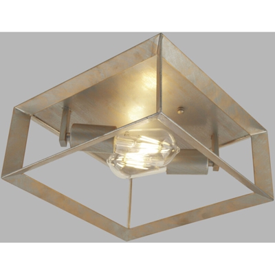 Searchlight - Lampada da soffitto in stile industriale lampada per camera da letto residenziale in argento spazzolato con luce dorata 2412 -2SI
