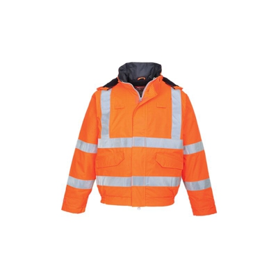 Portwest - Bomber Bizflame impermeabile antistatico ignifugo ad alta visibilità | XSmall - Orange - NEUTRO (SENZA PERSONALIZZAZIONE)