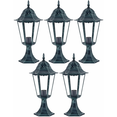Set di 5 luci LED zoccolo sentiero del giardino ALU lanterne luce vetro lampade a risparmio energetico portico Hof - ETC-SHOP