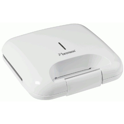 Bestron - Sandwich maker grill tostapane elettrico bianco antiaderente campeggio 2 superfici riscaldanti 750 watt ASM750W