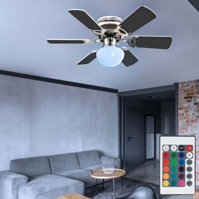 Etc-shop - Ventilatore da soffitto ventilatore avanti / indietro Silenzioso TELECOMANDO Lampada dimmerabile in un set comprensivo di lampade LED RGB